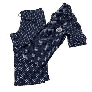 Chaps Cotton‎ Pajama Lounge Set Capri Navy White Polka Dot Women's XL